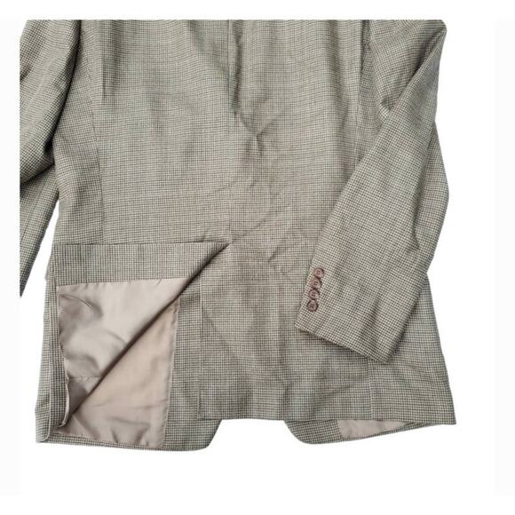 Lauren Ralph Lauren Brown Tan Silk Wool Houndstooth Blazer Jacket Sport Coat 44L - Picture 11 of 11